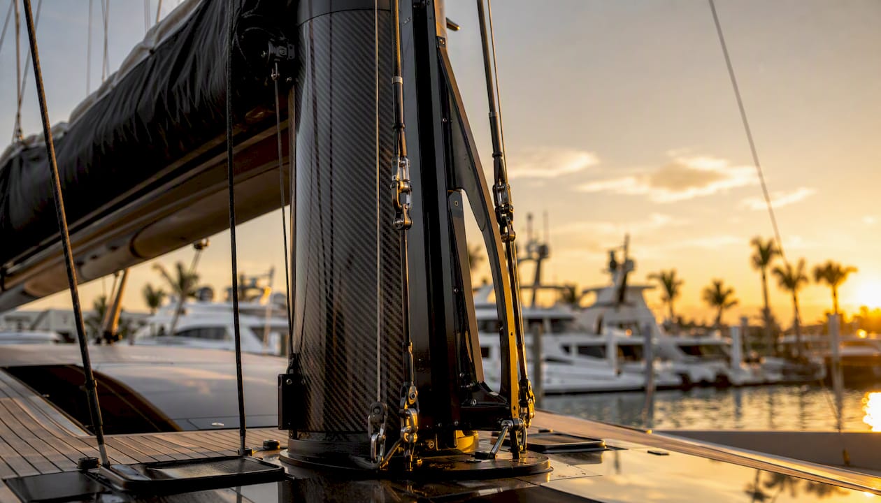 Close-up of modern sailing vessel mast