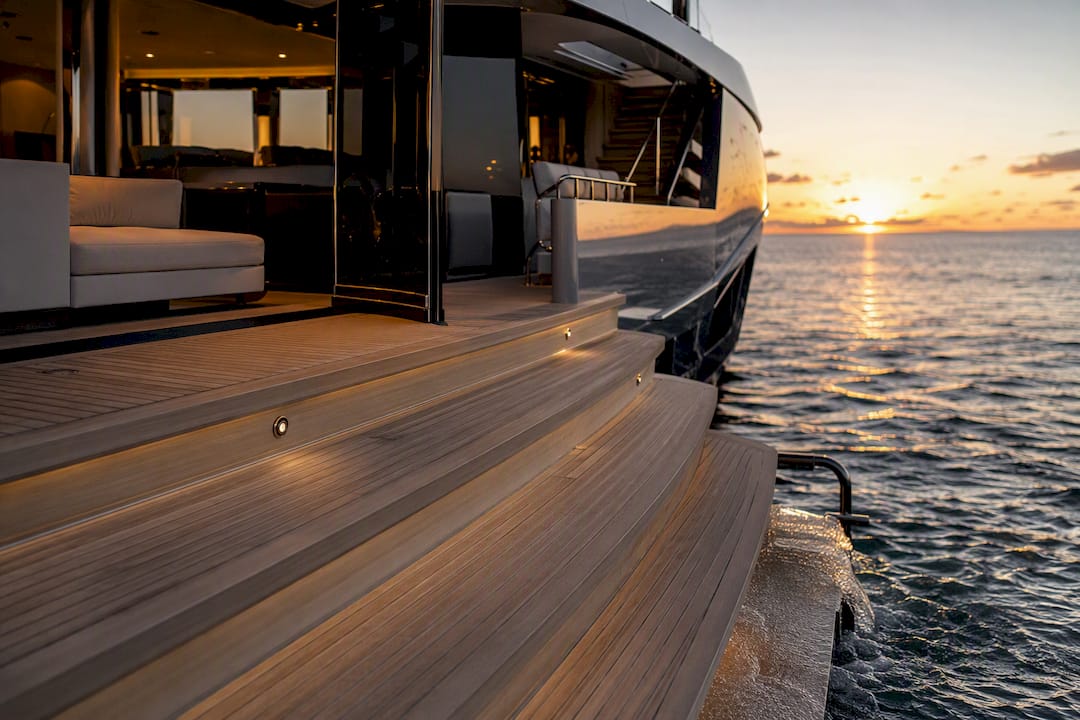 Main deck beach club terraces cascading to sea